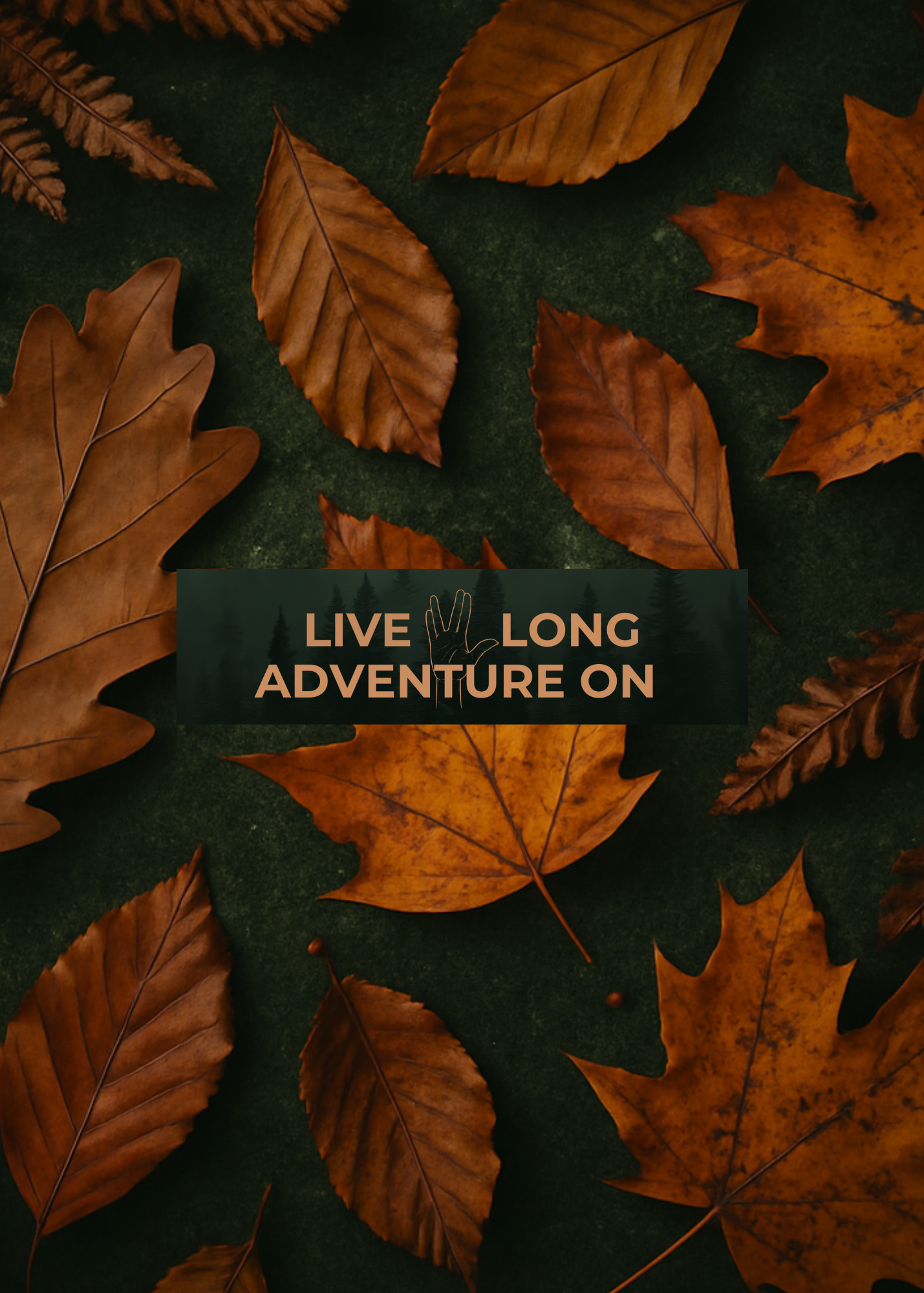 Autumn leaves with a motivational quote on a dark background